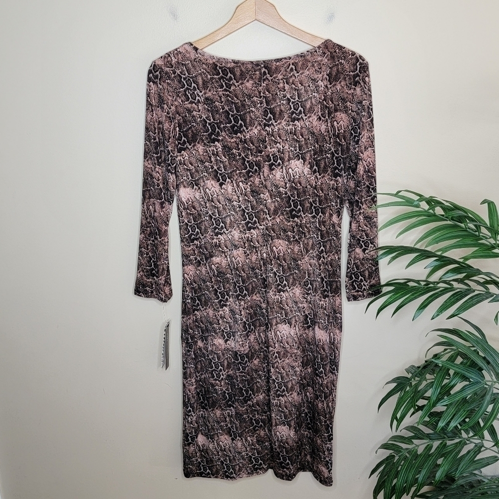 NWT Dana Buchman | Snakeskin Print Dress with Side Ruching - Picture 4 of 6